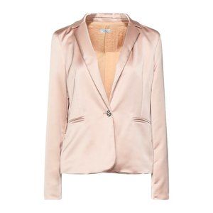 Women's Blush Satin Single-Button Blazer